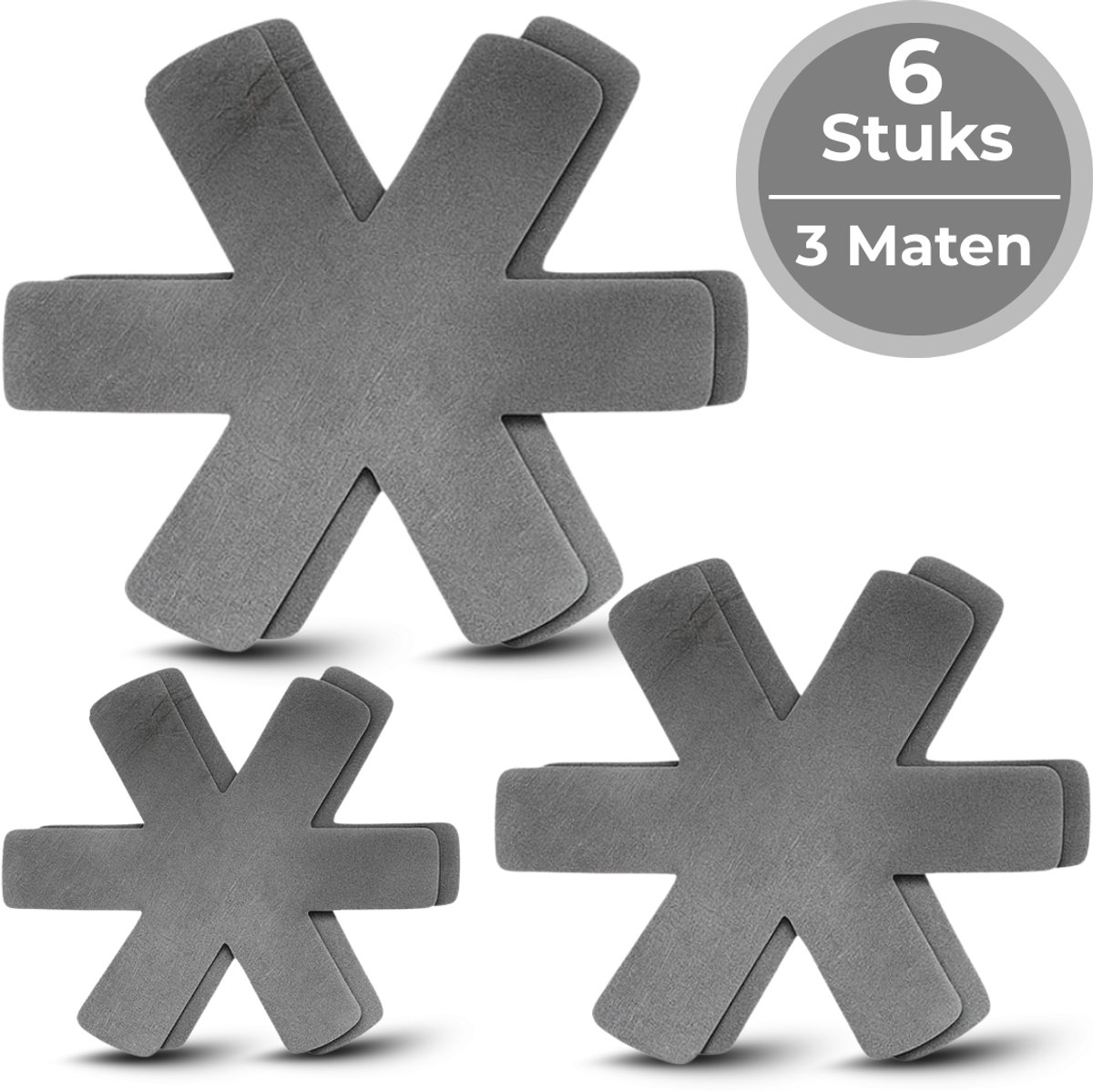 Vestifex® Pannenbeschermers - Set van 6 Panbeschermers - 38, 35, 26 cm - Beschermset - Pannenonderzetter - Gerecycled - Geen Krassen en Hittebestendig