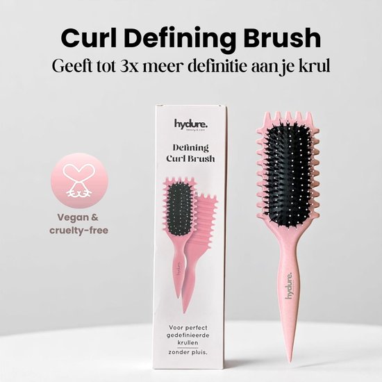 Hydure Define Brush Curl - Krullen Borstel - Haarborstel voor Krullend Haar - Curl Brush - Curl Defining Brush - Roze