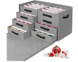 Doodadeals® - Kerstballenbox – Kerstballen Opbergbox - Vakjesdoos – Opbergdoos – Opruimen – 128 Vakken – 8 Lades – Grijs