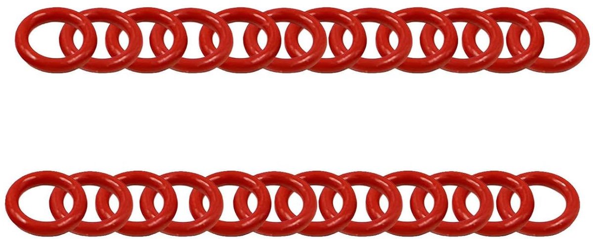 Provento - Siliconen O-ringen, ronde afdichtingsring, pakking 7.5mm OD 5.5mm ID 1mm breedte, rood, set van 30 stuks