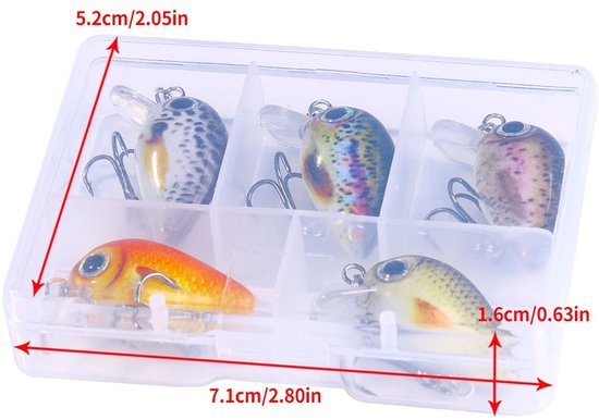 Rospo outdoor - Set van 5 Mini Crankbaits Kunstaas roofvissen-type1- — afbeelding 5