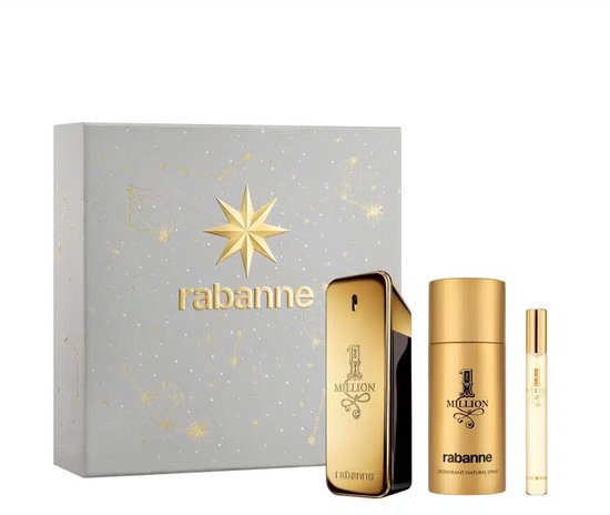 Parfumset voor Heren Paco Rabanne 1 MILLION 3 Onderdelen - Deodorant 150 ml - Eau de Toilette 100 ml - Eau de Toilette 10 ml