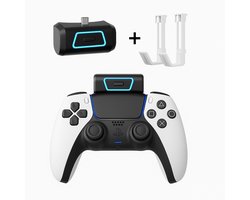 PS5 Controller Powerbank 2000mAh – draadloze oplader - Voor DualSense & DualSense Edge – Met 2 Ophanghaken voor controller en headset