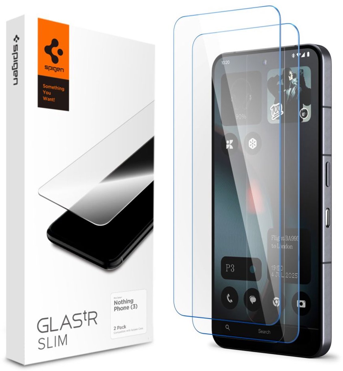 Spigen Gehard Glas Glas.tr Slim 2-Pack Voor Niets Telefoon 3 Bescherming