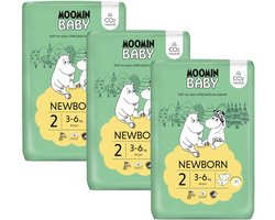 Moomin Baby Eco Wegwerpluiers - 168 stuks - Maat 2 - 3 t/m 6 kg - Hypoallergeen – Gevoelige Huid – Parfumvrij