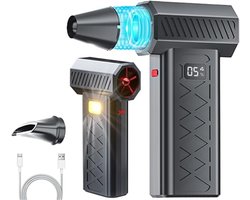 Namajunas - Air duster - Mini Bladblazer - 130.000 RPM - Perslucht - Blazen En Zuigen - 6 standen - 3 Opzetstukken - Met LED - Computer schoonmaakartikelen - Te gebruiken voor het verwijderen van bladeren, sneeuw en tijdens het kamperen - Zwart