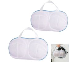 2stuks bh-waszak, machinewaszak, waszak met wasnetje, geschikt voor het wassen van ondergoed in de machine om vervorming te voorkomen, geschikt voor A-, B- en C-cups, blauw, 32,5*21 cm
