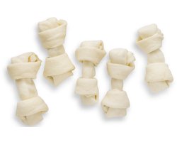 Landman Geknoopte Botjes Naturel (5st) - 11cm - Hondensnacks - Hondensnoepjes - Kauwbotten Hond - Kauwstaaf
