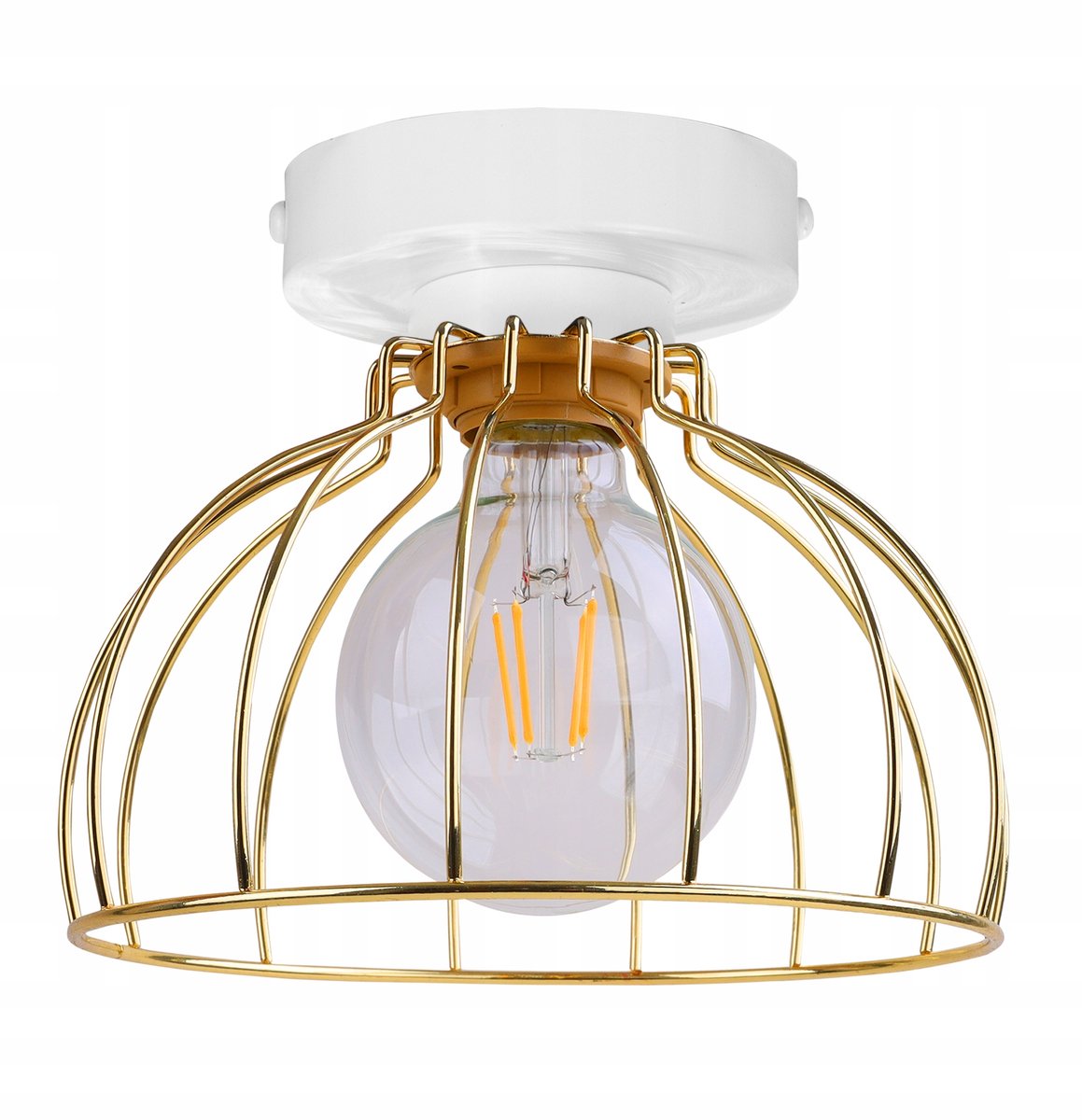 Light-Home MOBI 2176/KB – Plafondlamp – Metaal – Zwarte/Witte Constructie – Gouden Kap – E27