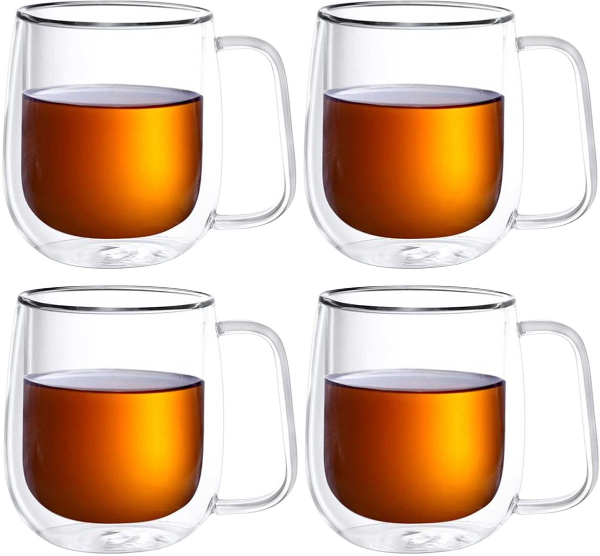 Bricard Dubbelwandige Glazen met Oortje - 300ml - Set van 4 - Koffieglas - Theeglas