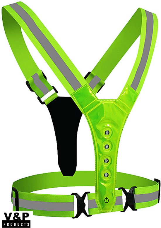 Gilet de course V&P Products avec éclairage - Gilet de course réfléchissant - Gilet de course LED - Lumières de marche - Gilet de course réfléchissant - Éclairage double face