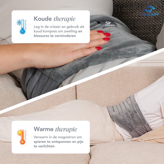 Chillaxy Pittenzak - Kersenpitkussen Met Elastische Band - Pittenkussen buik & rug - Warmtekussen magnetron - Grijs