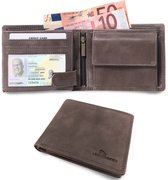 LeonDesign - Portemonnee heren - Billfold - Luxe bruin leer - Veel opbergruimte & ruimte voor 12 pasjes