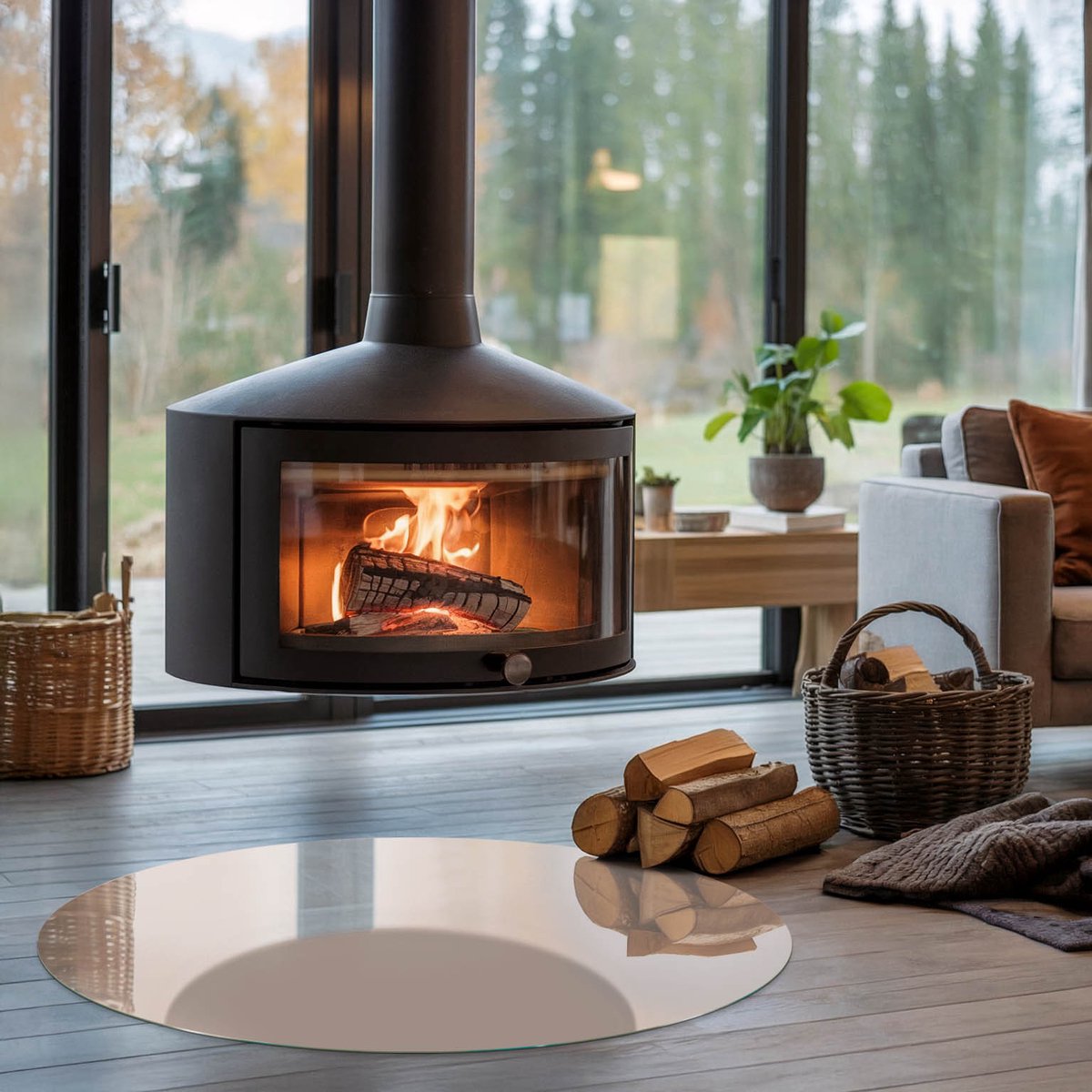 Coloray Vloerplaat Houtkachel - Plaat onder Houtkachel - 100 cm x 100 cm - Kachel Onderplaat - Oranje Vloerplaat Kachel - Verwarmingsaccessoires - Onderplaat Kachel - Houtkachel Vloerplaat - Vloerplaat Voor Kachel
