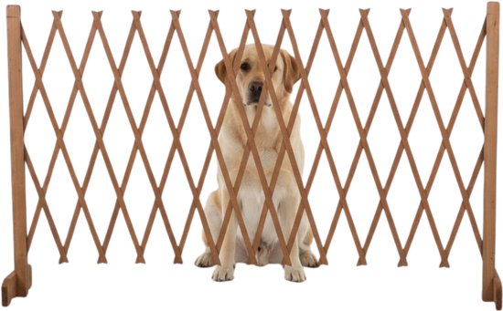 maxxpro Uitschuifbaar Hondenhek - Veiligheidshekje Uittrekbaar tot 117cm - voor Trap of Deuropening - Traphekje zonder Boren - Hondenrek Binnen en Buiten - Hout