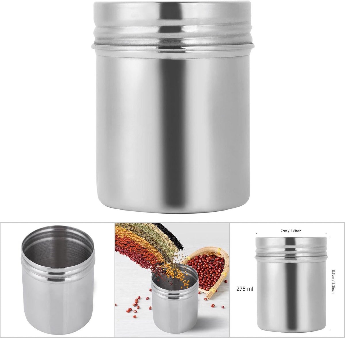 Storage Jar 304 Stainless Steel - Sealed Tea Coffee Beans Container - Portable Small