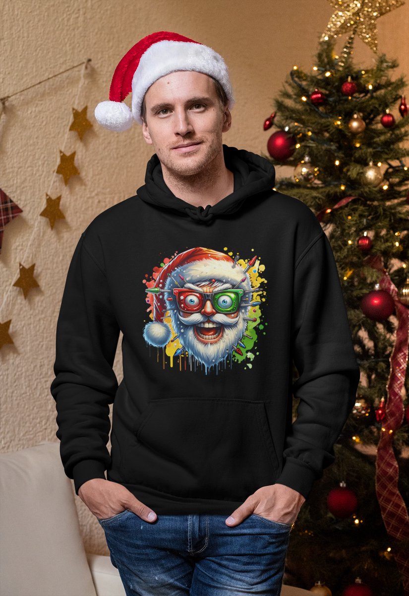 Electric Santa - Kersttrui - Kerst Trui Zwart - Grappig Kersttrui - Maat XXL - Limited Edition