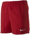 Rode Nike zwemshort voor kinderen met witte swoosh logo op de linkerpijp.