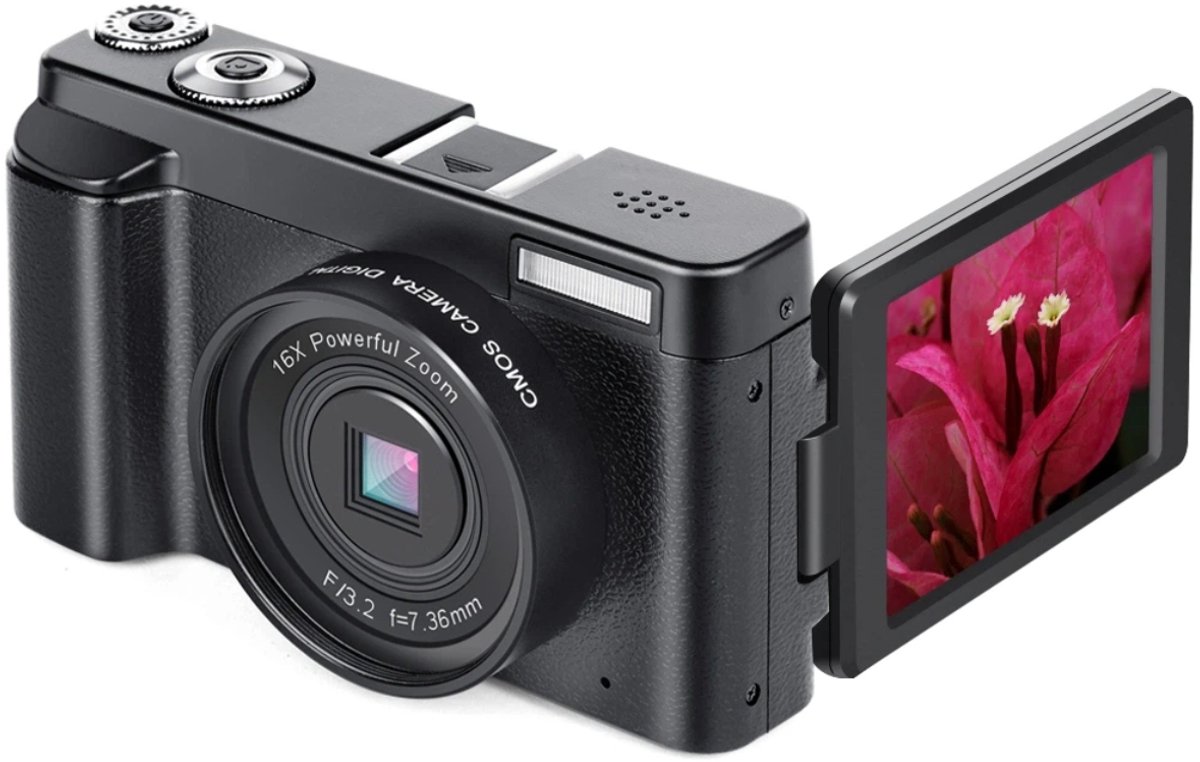 4K Digitale Camera met 48MP Resolutie, 3" Flip Screen & Slimme Opnamefuncties Zwart