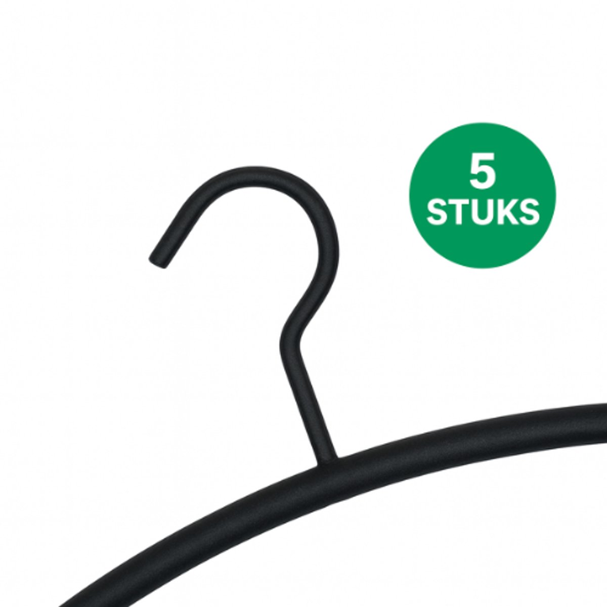 Metalen kledinghangers - Zwart fijnstructuur - 5 stuks - gepoedercoat