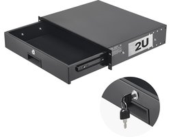 2U Rack Mount Lade, 22,7 KG Lastevermogen, Vergrendelbare Server Cabinet Lade Met Schuif Ontwerp en Kabelbeheers Openingen, Compatibel Met 19-Inch Netwerk Apparatuur Racks Of Cabinets