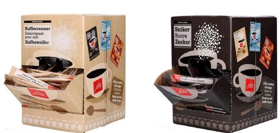 200x bâtonnets de crème et 200x bâtonnets de sucre dans la boîte de distribution - café lait sucre sucre thé lait en poudre sachets de sucre carnaval cantine festival fête à thème