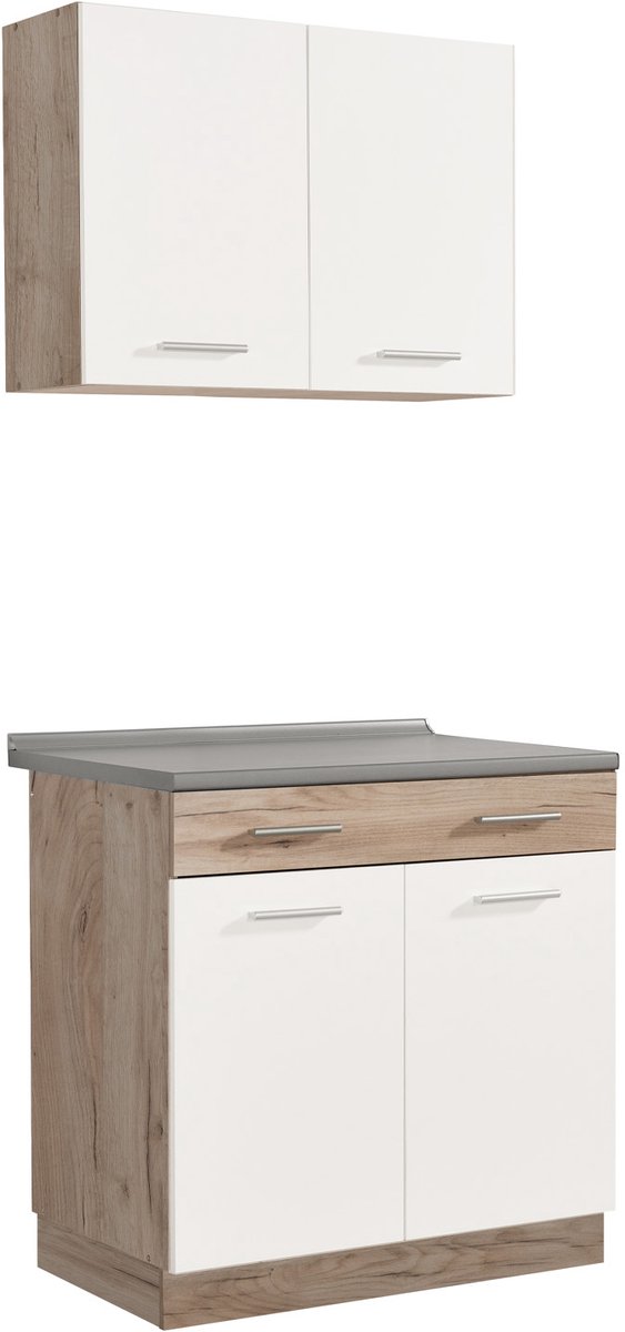 Homestyle4u Complete keuken - 80 cm - Eenpersoonskeuken - Wit