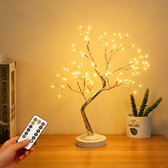 LED Tafelblad Bonsai Boomlamp, USB Boomlamp, Kerstdecoratie Tafel Nachtlampje, Multifunctionele Bonsai Tafel Boom Lamp voor Kerst Decor (24 Lichten Rose