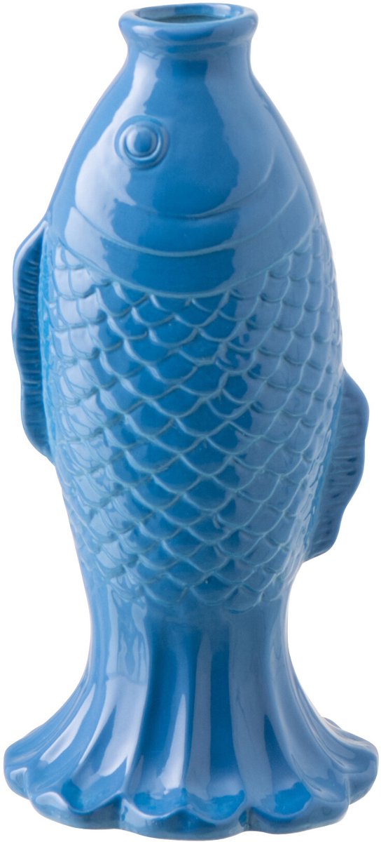 J-Line vaas Soliflore Vis Lang - steengoed - blauw