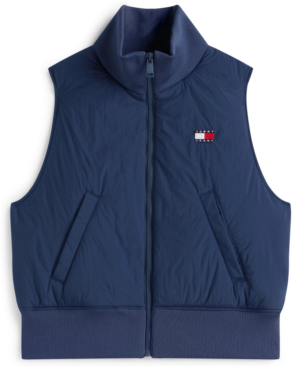 Tommy Jeans Jas Tjw High Neck Flag Vest Dw0dw22038 C1g Dark Night Navy Dames Maat - M
