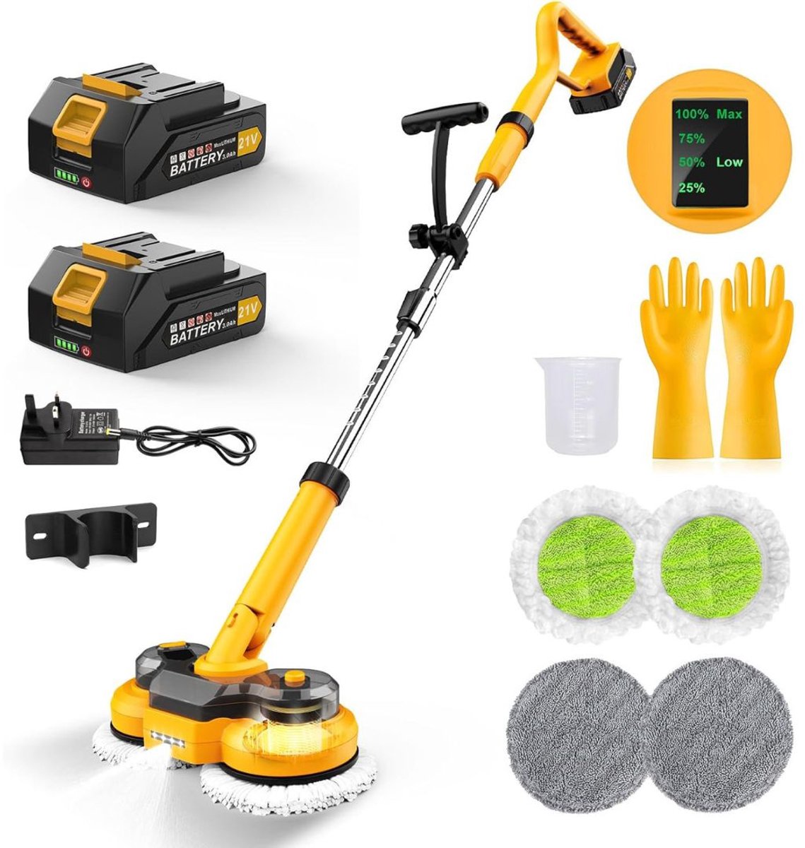 White-Label® Elektrische Dweil Vloerreiniger - Dweilsysteem - Mop