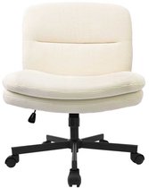 Durrafy Bureaustoel - Bureaustoel zonder Armleuningen - Ergonomische Bureaustoel - Zwaartekracht Geremde Wielen - Computerstoel - In Hoogte Verstelbaar - (90°-130°) Kantelbare Rugleuning - Voor Kantoor/Studeerkamer/Woonkamer/Eetkamer/ - Gebroken Wit