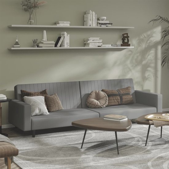 vidaXL-Canapé-lit 2 places - Velours - Gris clair