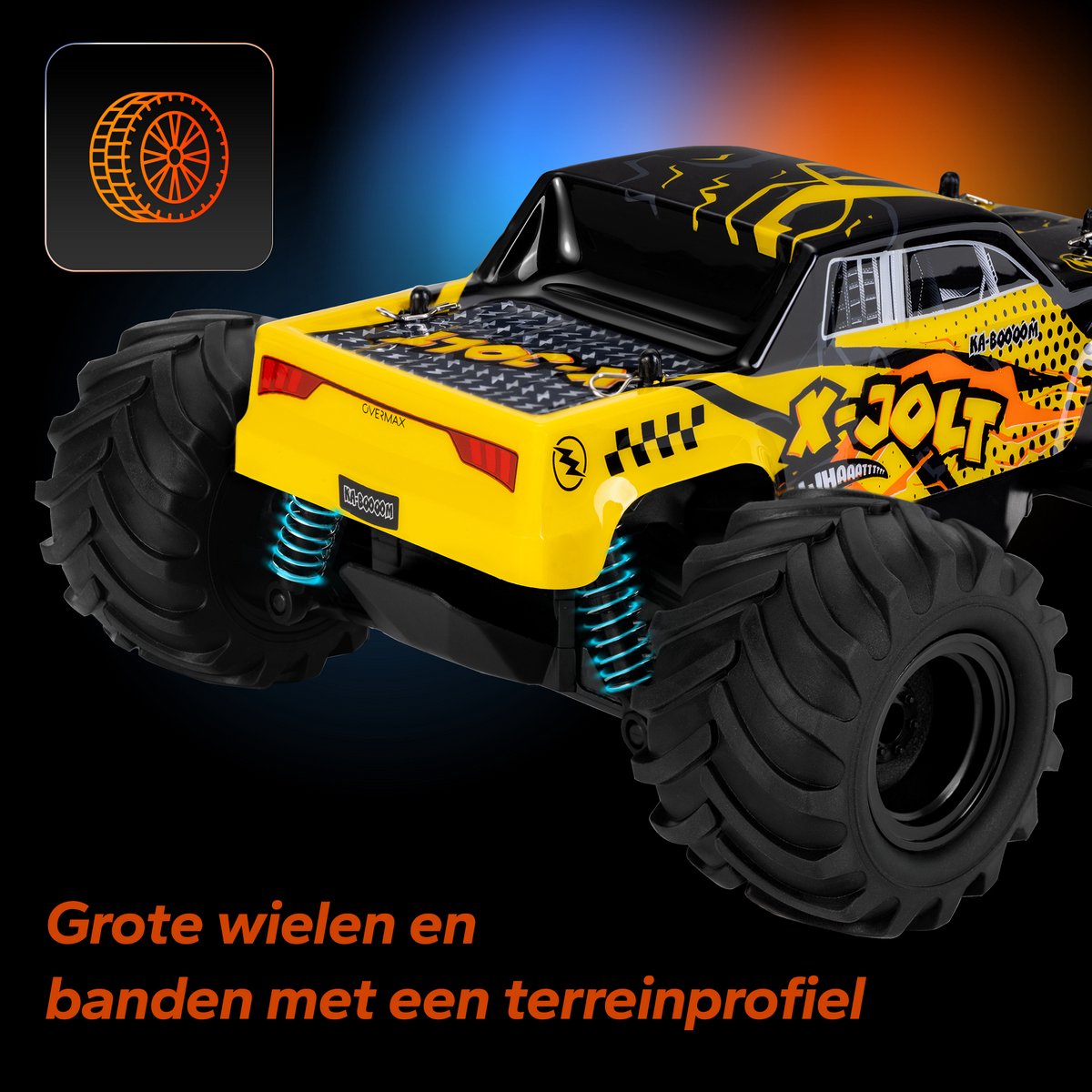 Overmax X-Jolt RC Auto – 20 km/u – Achterwielaandrijving, 2 Accu’s tot 30 min Rijtijd, Vering, Stootbumper, Offroad Banden, Plooibare Snelheidsregeling, Ergonomische Afstandsbediening – Racewagen voor Kinderen & Volwassenen - Bestuurbare Auto — afbeelding 17