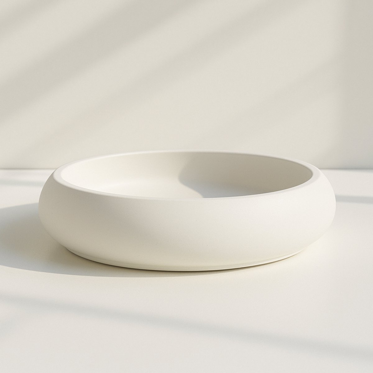 PureCandle - Witte Ronde Schaal Luna Ø 20cm,- Handgemaakte schaal van keramisch poeder - Schaal voor kaarsenzand, sieraden of decoratie