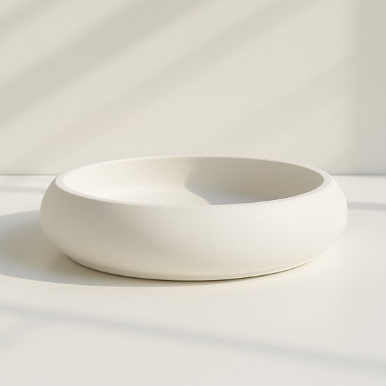 PureCandle - Bol rond Witte Luna Ø 20cm, - Bol fait main en poudre de céramique - Bol pour sable à bougie
