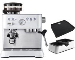 Solis Grind & Infuse Perfetta Pistonmachine Bundel - Espressomachine inclusief Uitklopbak en Tampingmat - Wit