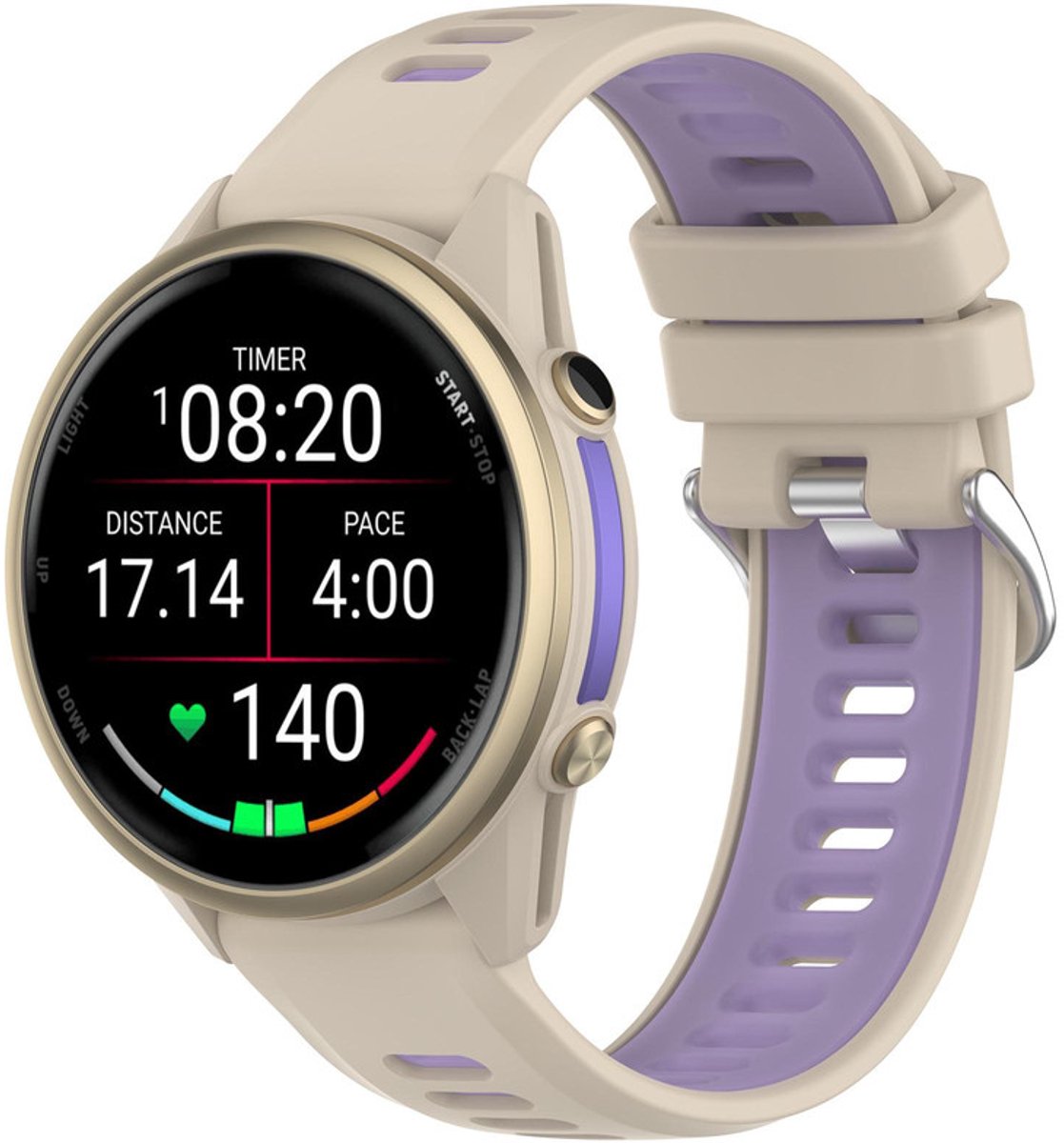Siliconen bandje - geschikt voor Garmin Forerunner 935 / 945 / 955 / 965 / 745 / 970 - beige paars