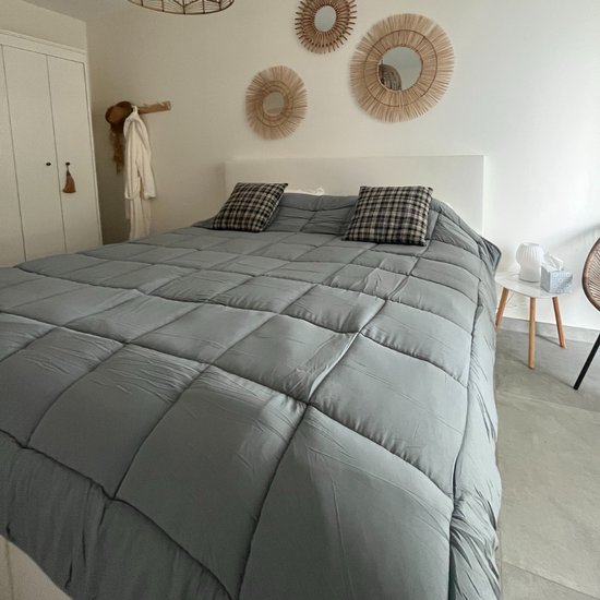 HappyBed Dekbed zonder overtrek 140x200 - Bedrukt dekbed zonder hoes - Hoesloos Dekbed met Print - Wasbaar - Eenpersoonsdekbed - Grijs