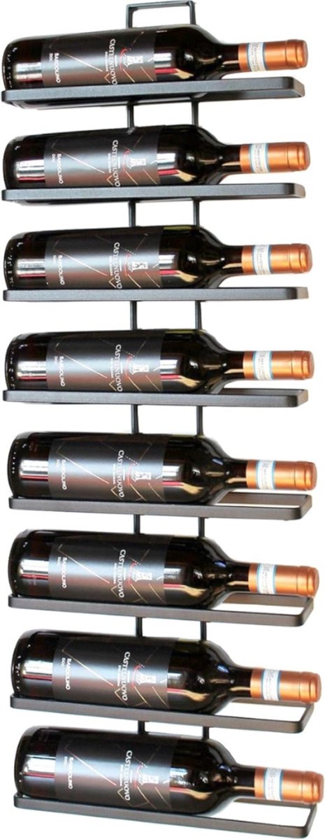 MMP®Wijnrek Muur - Wijnrek - Hangend - 4 Wijn Willekeurig Uitbreidbaar Set 2 Flessenstandaard - 29x41x8cm - Zwart