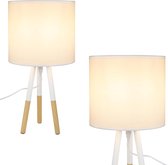 Glitzerlife Tafellampen - Dimmbaar - 40W - Natuurlijk textiel - Ø19cm - Wit