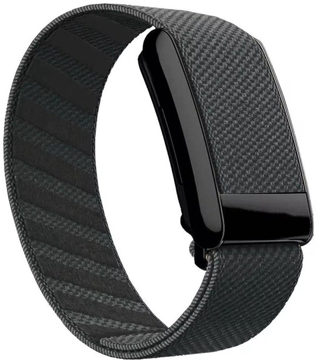 Nylon bandje - geschikt voor WHOOP 4.0 - elastisch met houder - donkergrijs