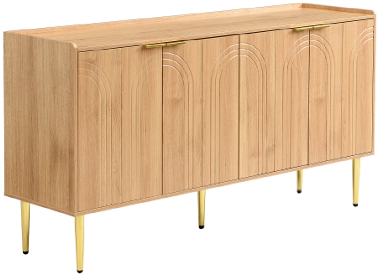Opbergkast 140x38x75cm Dressoir Kast Sideboard Buffetkast Natuur MDF Woonkamer Meubel Vier