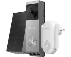 EZVIZ EP3x Pro + CH1 Video Deurbel Set – 2K Dual Lens – Incl. Chime & Zonnepaneel – 32GB Geheugen – Kleur Nachtzicht – Draadloos & IP65