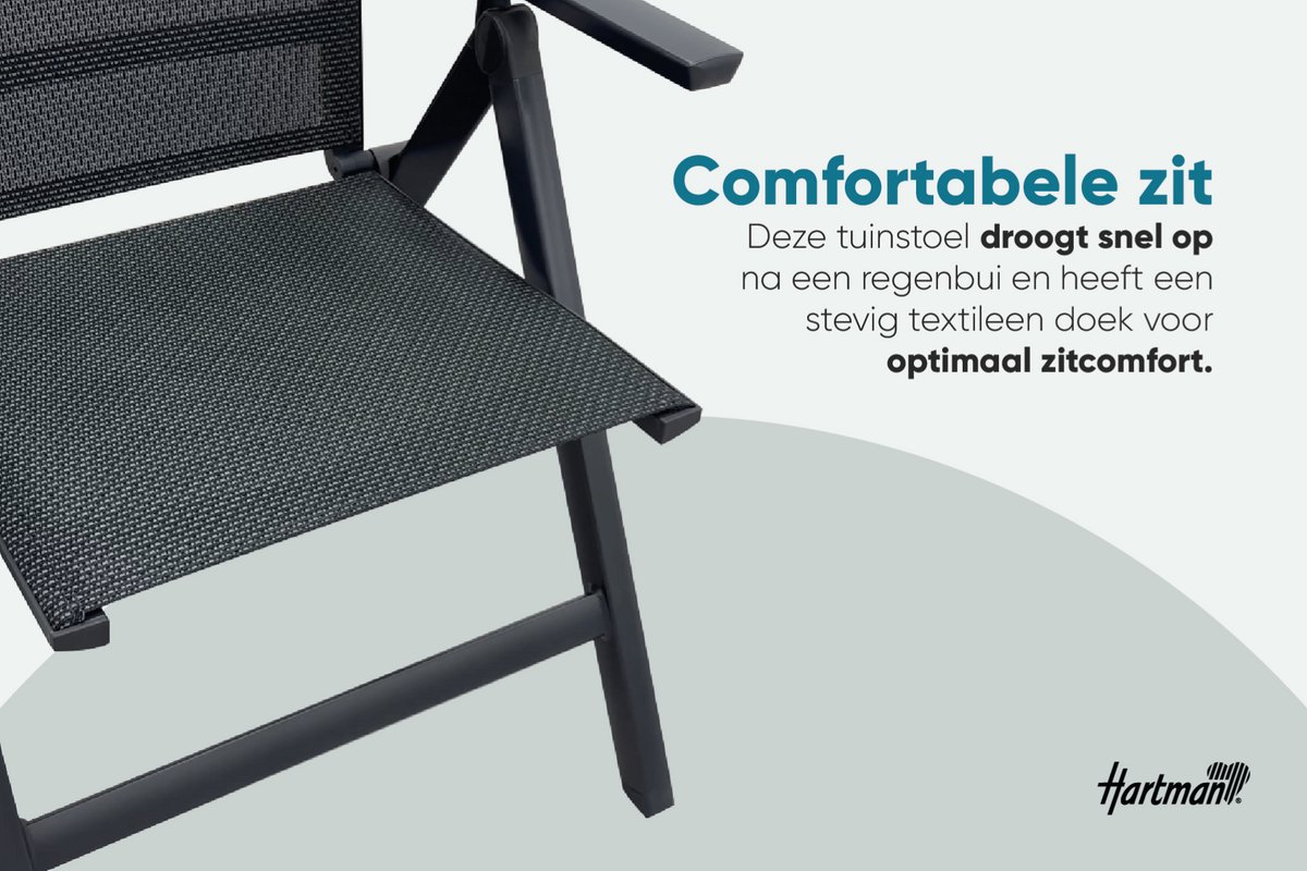 Hartman Napoli verstelbare tuinstoel Antraciet - Comfort thumbnail 5