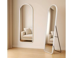 Fraay Passpiegel 160x55cm - Staand & Hangend - Gehard Glas - Minimalistische Wandspiegel - Staande Spiegel - Wit