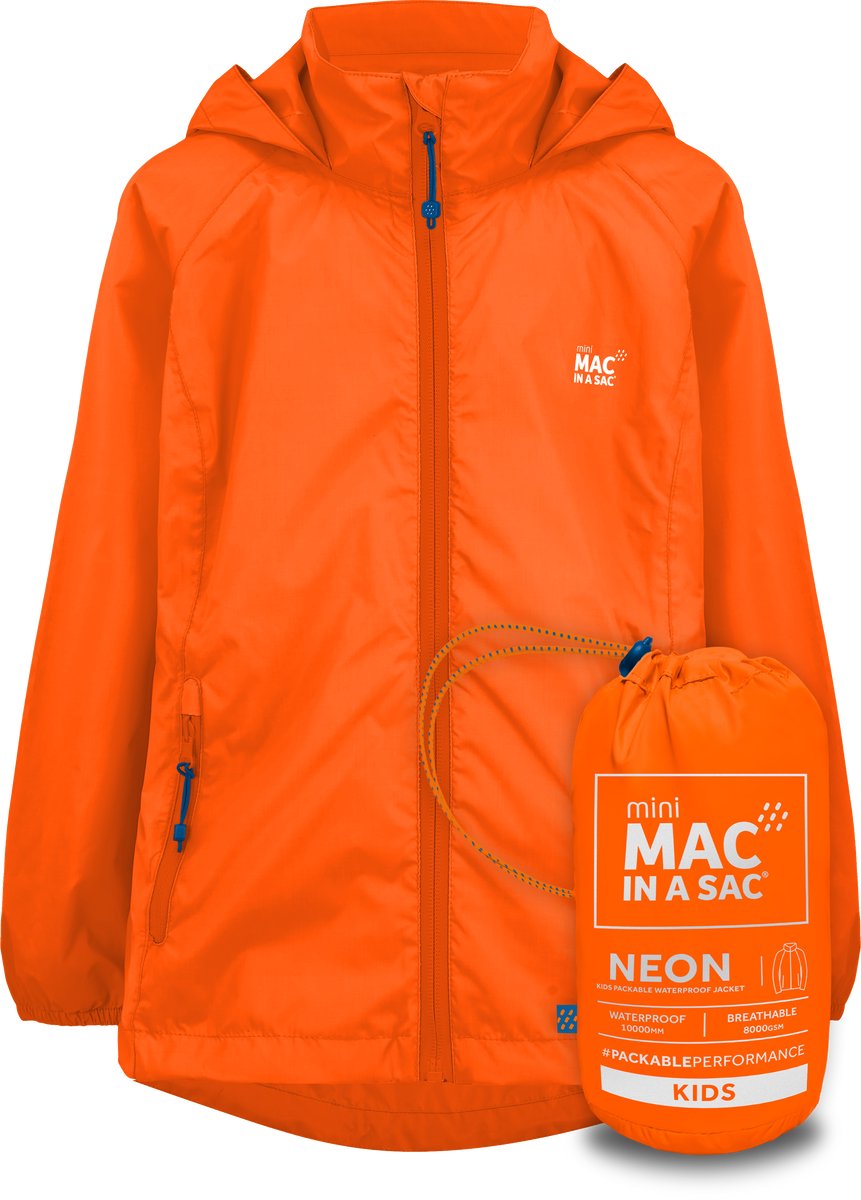 Neon kinderregenjas van Mac in a Sac Oranje