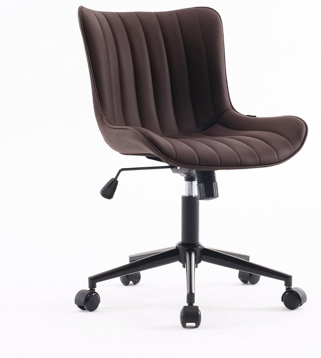 Bureaustoel, ergonomisch, in hoogte verstelbaar, bureaustoel met PU-leer en wielen, draaistoel, kantelfunctie, computerstoel, 136 kg belastbaar, bruin