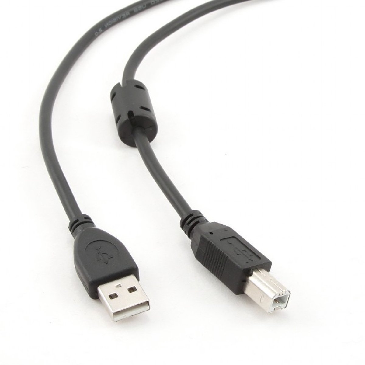USB-A - USB-B kabel | ferrietkern | USB2.0 | 10W | zwart | 1,5 meter