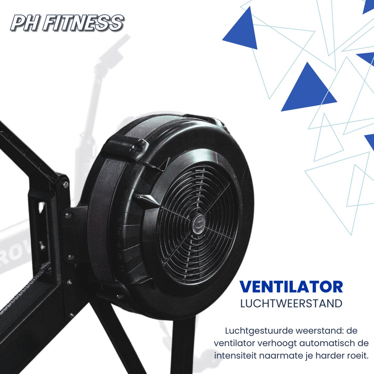 PH Fitness Air Rower - Professionele Roeitrainer met - afbeelding 3